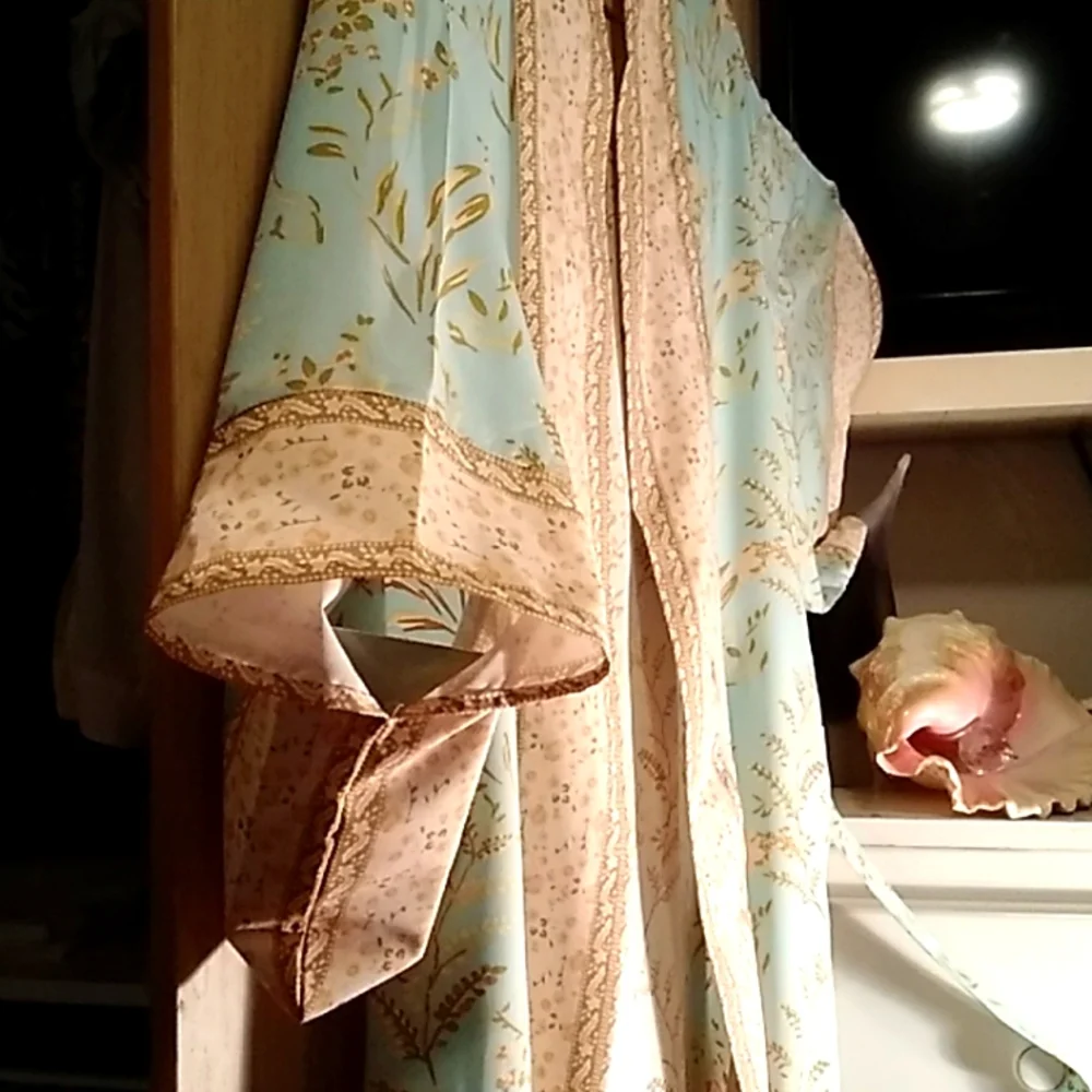 Cotton Maxi Kimono Robe Sz M - Picture 4 of 5